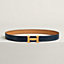 H Guillochee belt buckle & Contrast reversible leather strap 32&nbsp;mm, View: , view 2 of 2