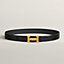 View: , H Guillochee belt buckle & Leather strap 32 mm