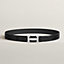 View: , H Guillochee belt buckle & Leather strap 32 mm