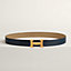 View: , H Guillochee belt buckle & Reversible leather strap 32 mm