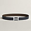 View: , H Guillochee belt buckle & Reversible leather strap 32 mm