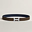 View: , H Guillochee belt buckle & Reversible leather strap 32 mm