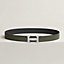 View: , H Guillochee belt buckle & Reversible leather strap 32 mm