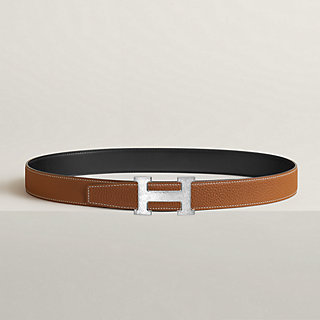 HERMES★ H Martelee belt buckle & Reversible leather strap 32 mm