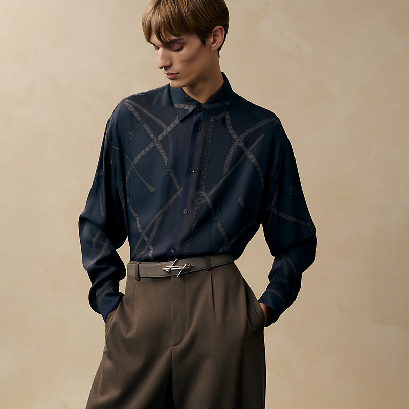 H Noue belt buckle & Coaching reversible leather strap 38&nbsp;mm