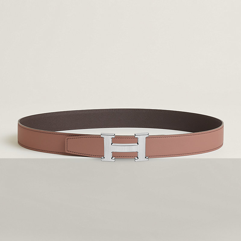 H Striee belt buckle & Reversible leather strap 32 mm