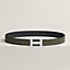 H Striee belt buckle & Reversible leather strap 32 mm, view 1 of 2