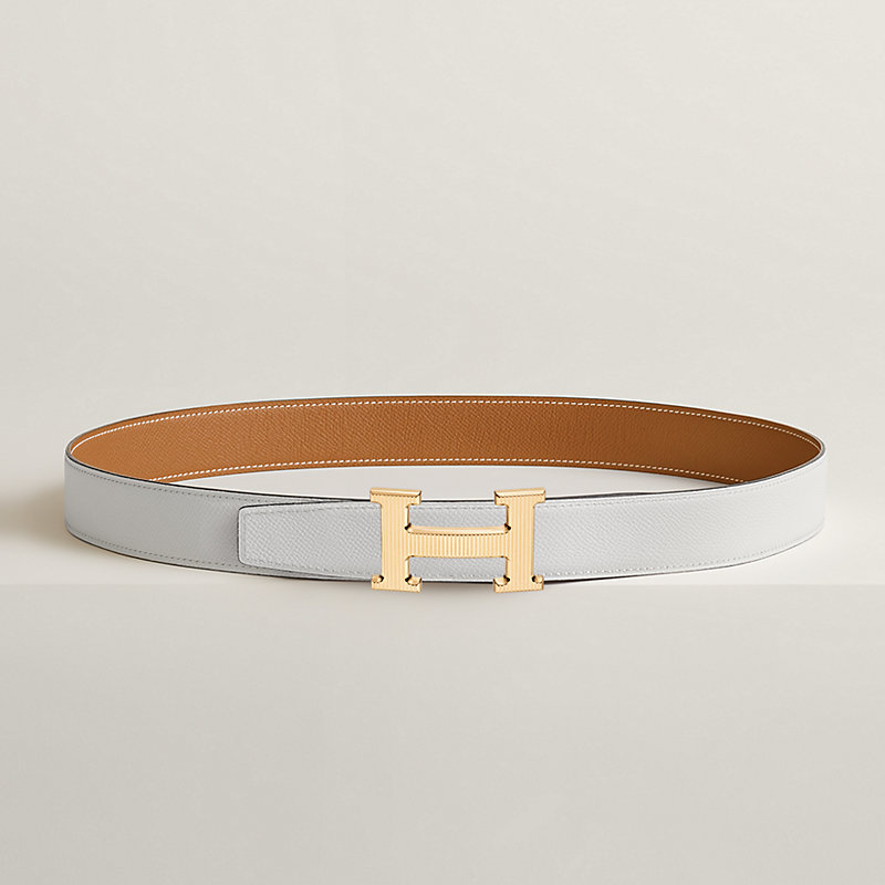 H Striee belt buckle & Reversible leather strap 32 mm