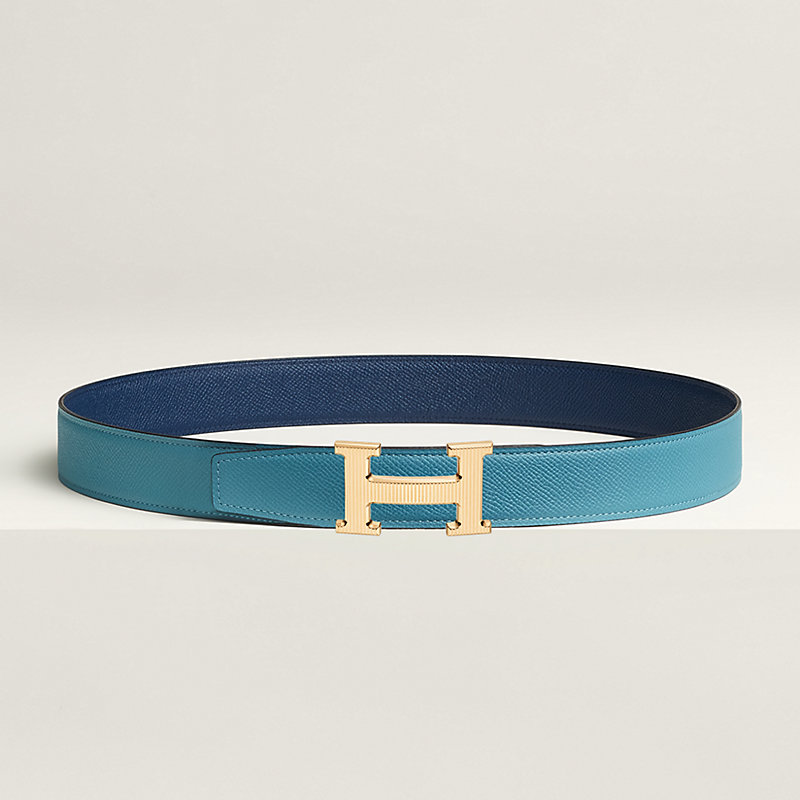 H Striee belt buckle & Reversible leather strap 32 mm