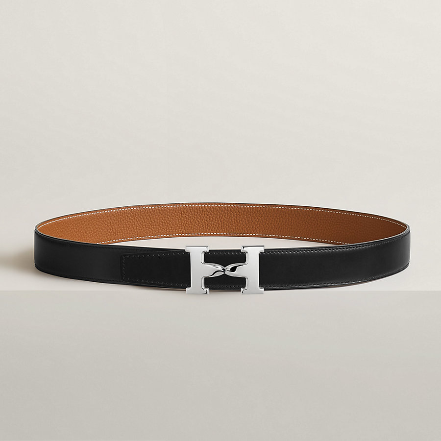 H Twist belt buckle & Reversible leather strap 32 mm