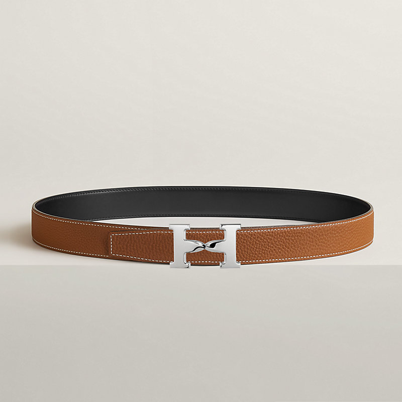 H Twist belt buckle & Reversible leather strap 32 mm