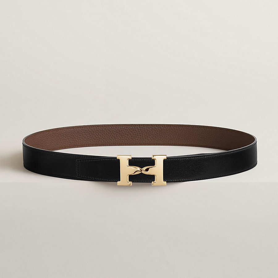 H Twist belt buckle & Reversible leather strap 32 mm