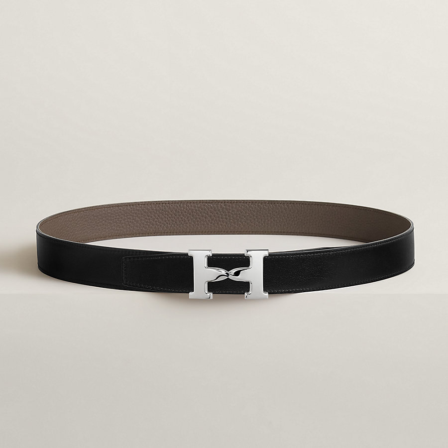 H Twist belt buckle & Reversible leather strap 32 mm