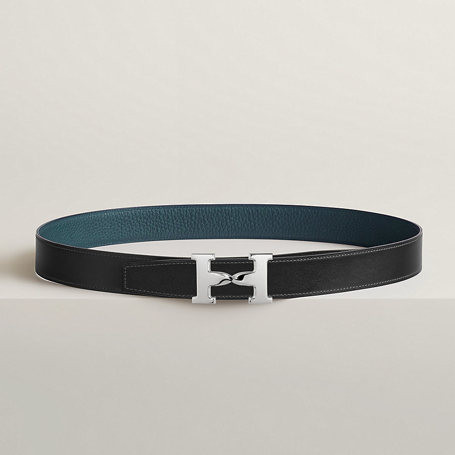 H Twist belt buckle & Reversible leather strap 32 mm