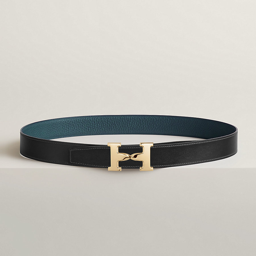 H Twist belt buckle & Reversible leather strap 32 mm