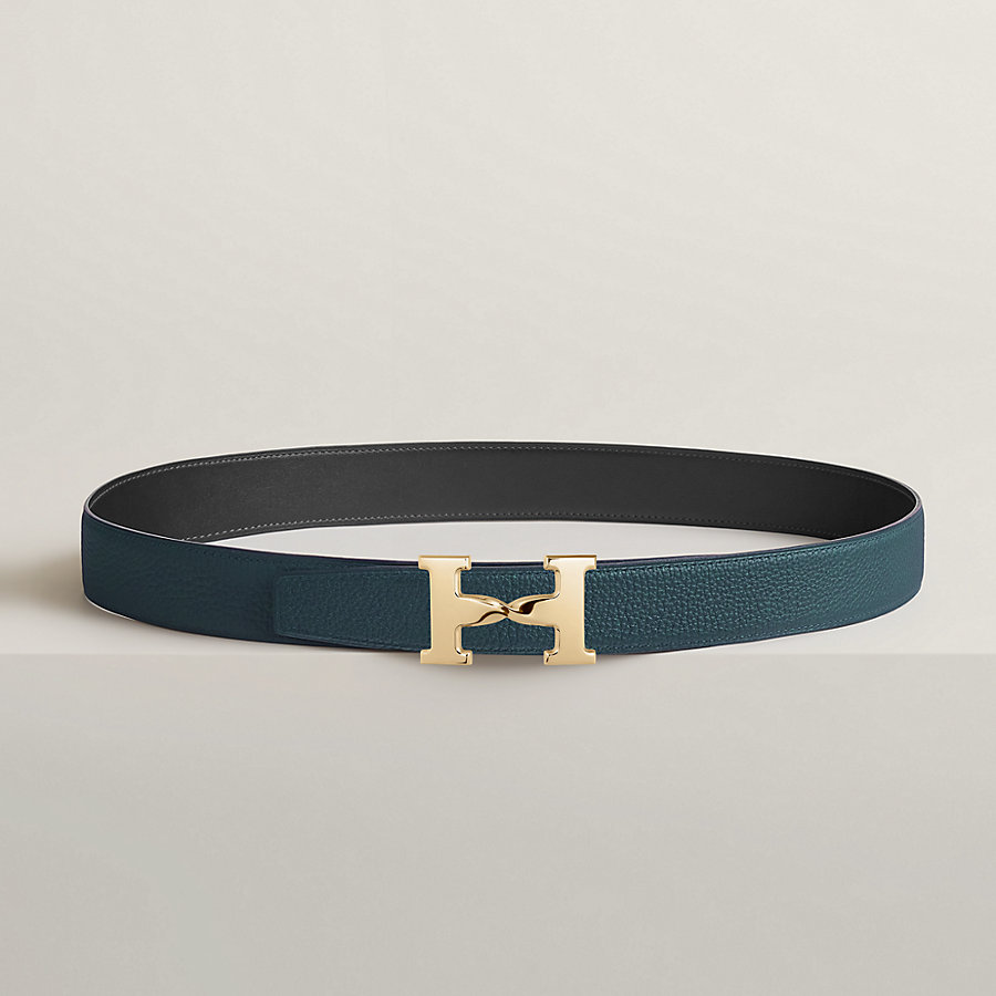 H Twist belt buckle & Reversible leather strap 32 mm