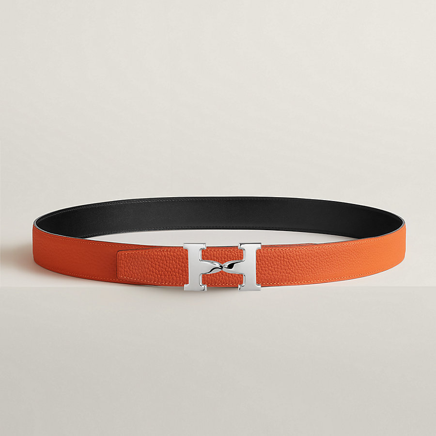 H Twist belt buckle & Reversible leather strap 32 mm