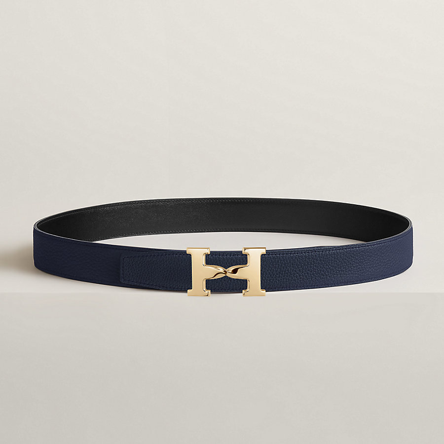 H Twist belt buckle & Reversible leather strap 32 mm