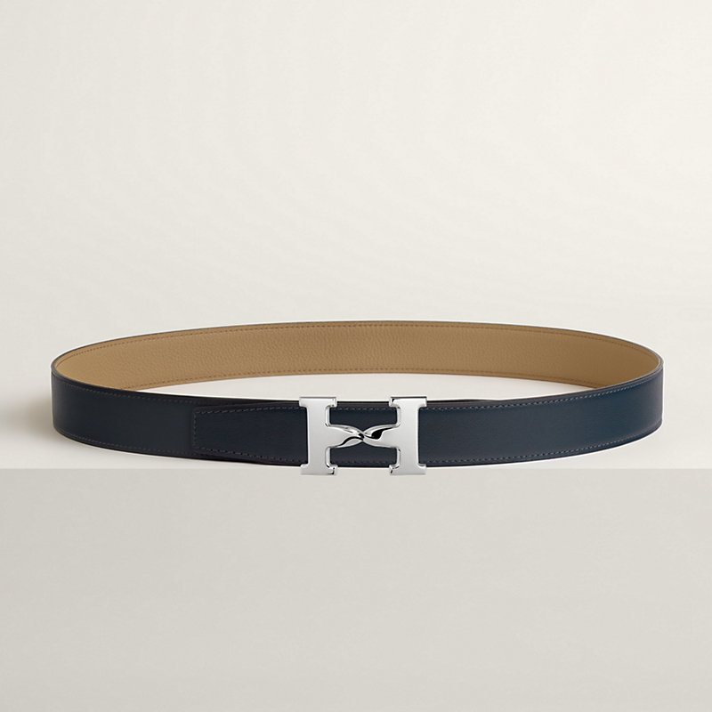 H Twist belt buckle & Reversible leather strap 32 mm