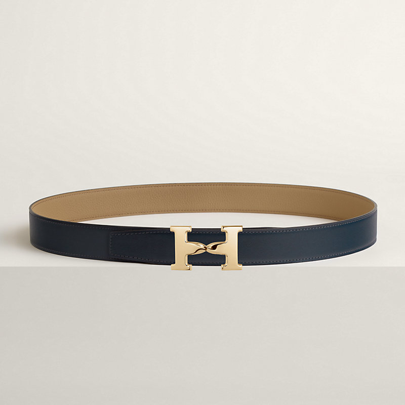 H Twist belt buckle & Reversible leather strap 32 mm