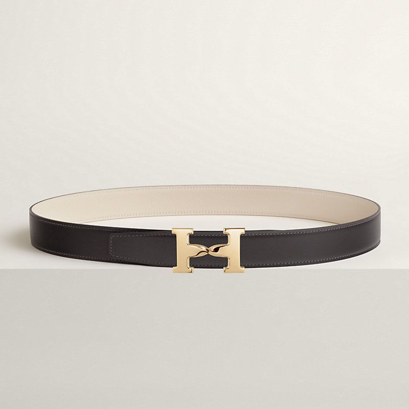 H Twist belt buckle & Reversible leather strap 32 mm