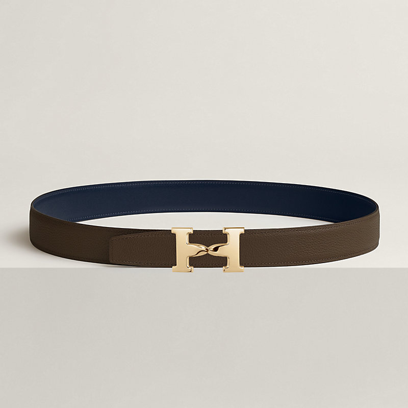 H Twist belt buckle & Reversible leather strap 32 mm