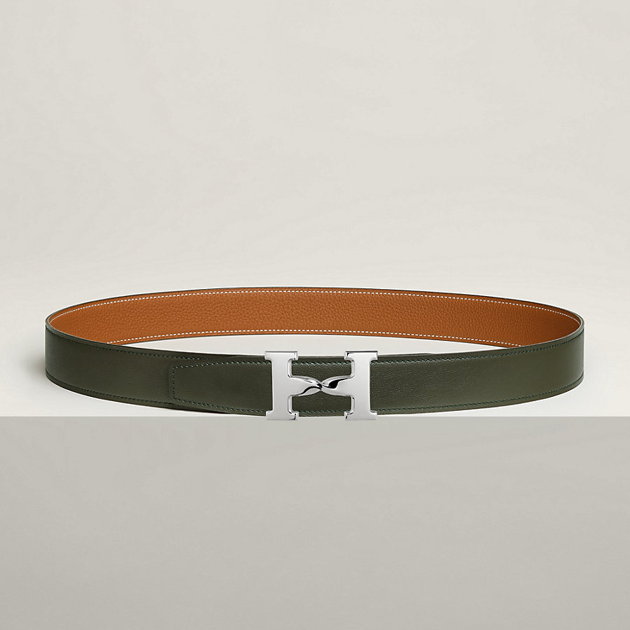 H Twist belt buckle & Reversible leather strap 32 mm