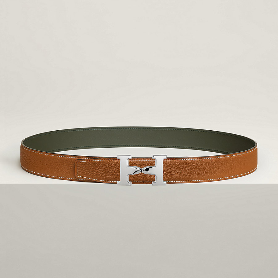 H Twist belt buckle & Reversible leather strap 32 mm