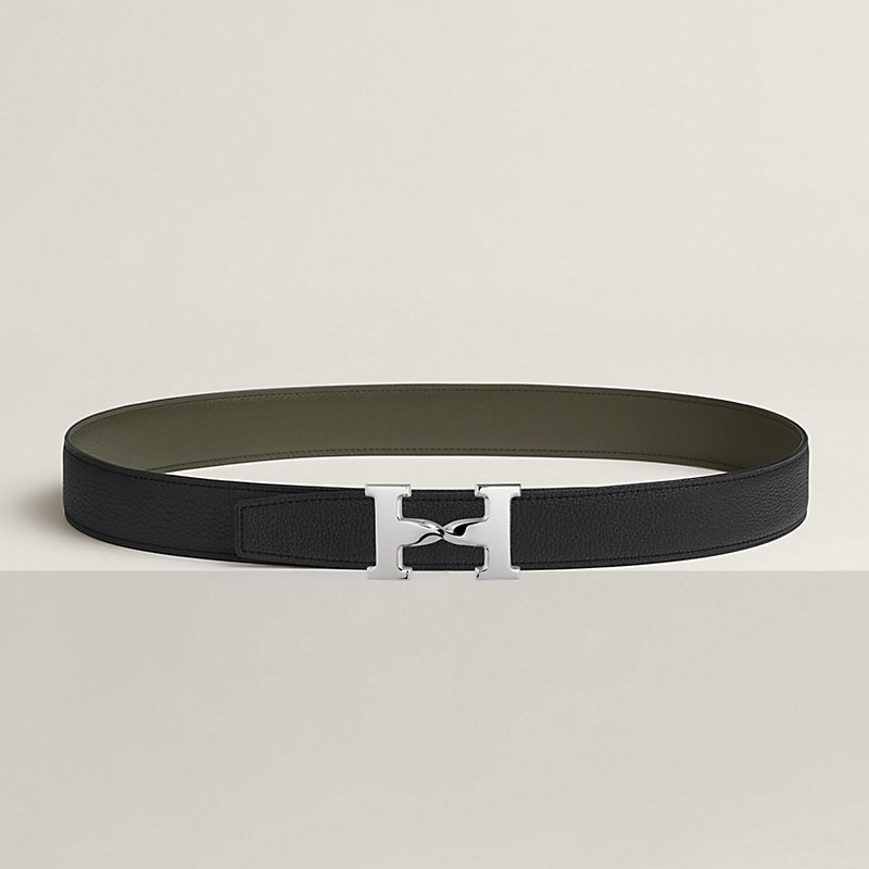H Twist belt buckle & Reversible leather strap 32 mm