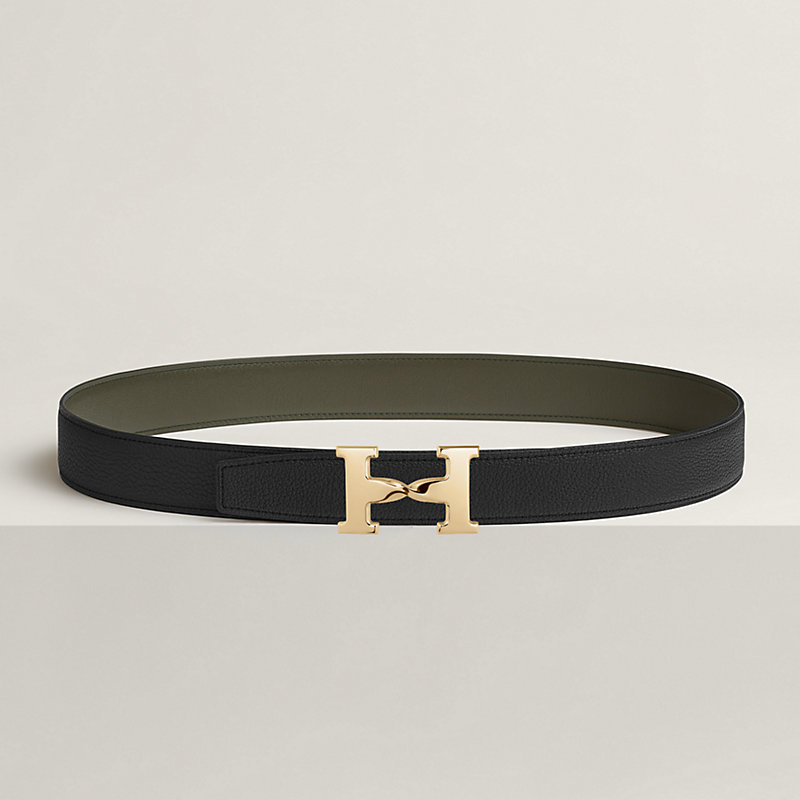 H Twist belt buckle & Reversible leather strap 32 mm