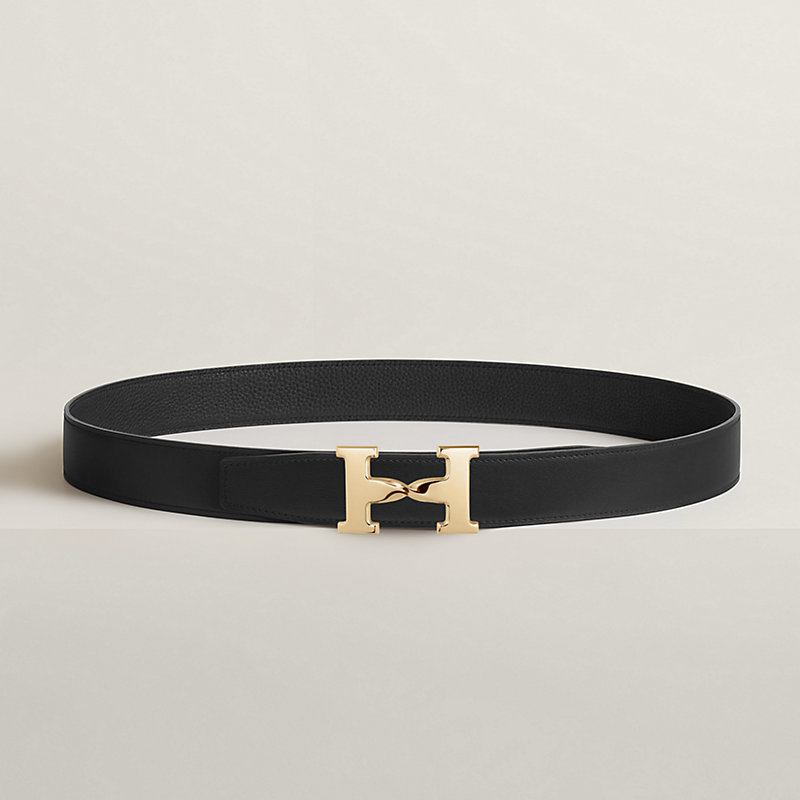 H Twist belt buckle & Reversible leather strap 32 mm