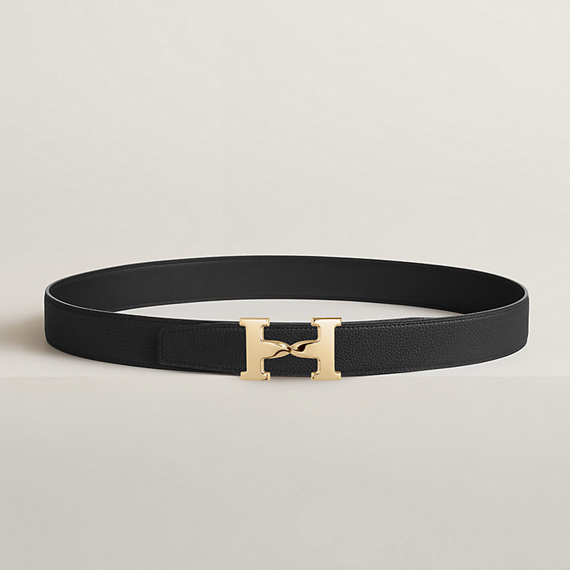 H Twist belt buckle & Reversible leather strap 32 mm