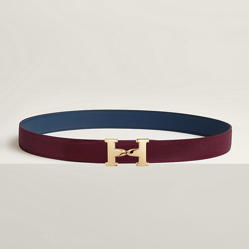 H Twist belt buckle & Reversible leather strap 32 mm