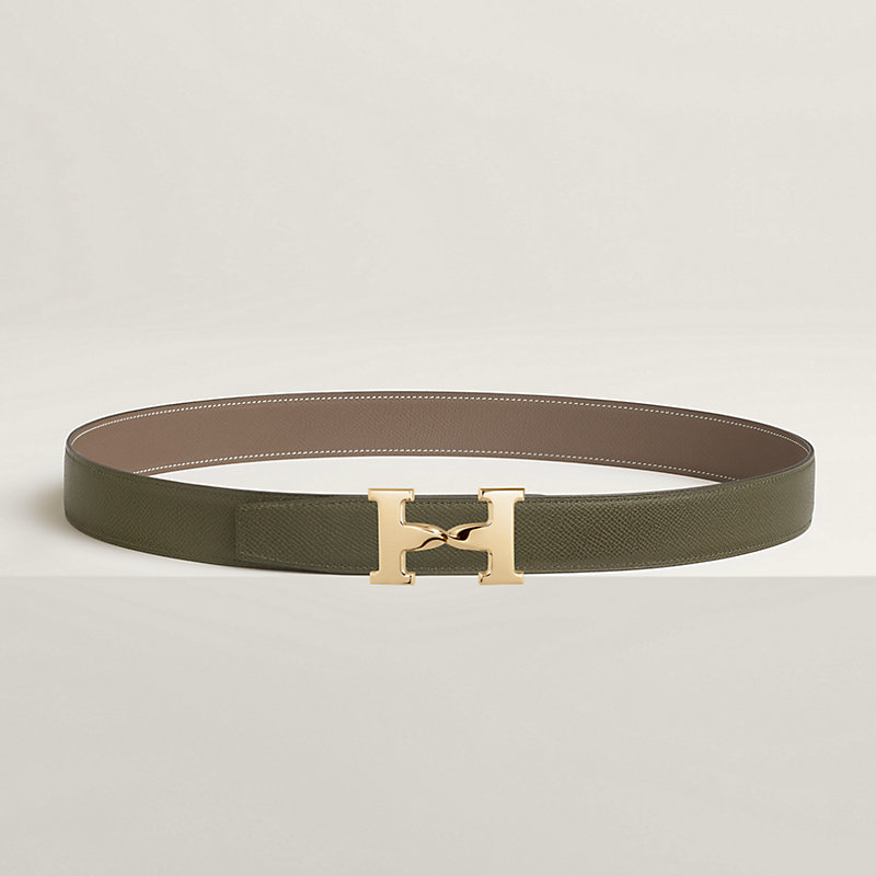 H Twist belt buckle & Reversible leather strap 32 mm