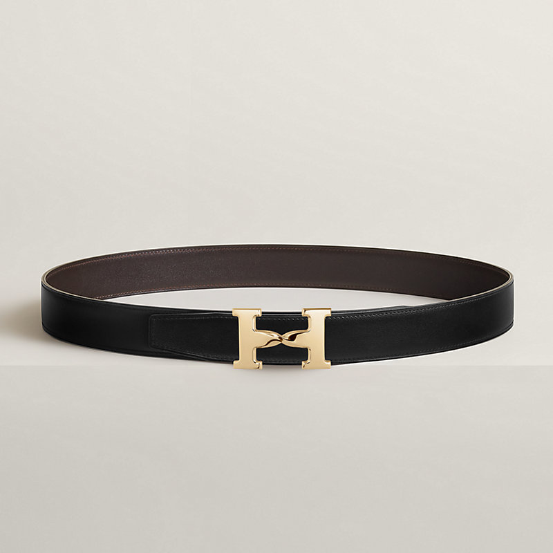 H Twist belt buckle & Reversible leather strap 32 mm