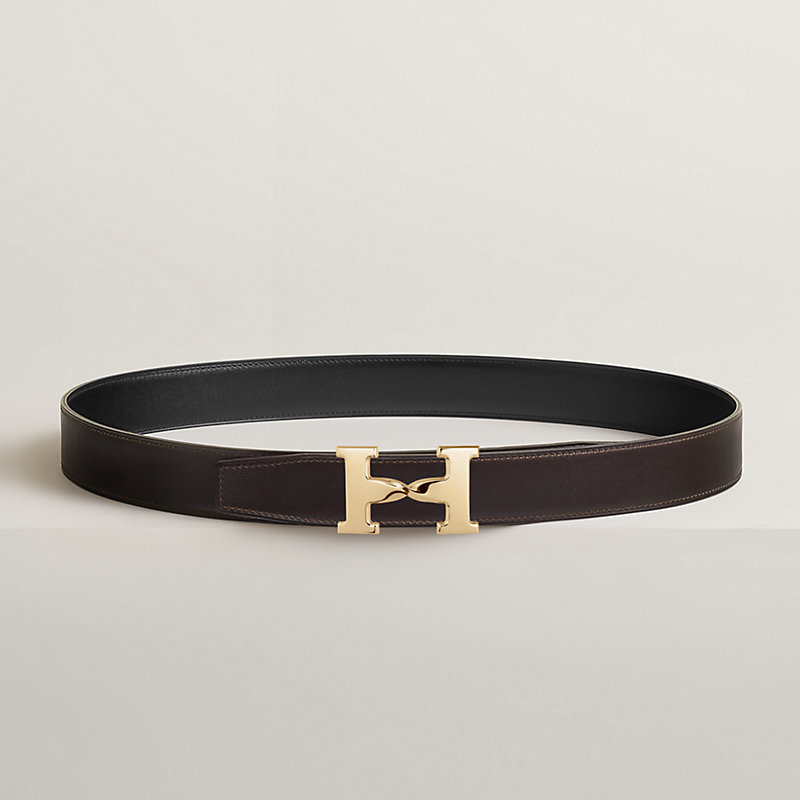 H Twist belt buckle & Reversible leather strap 32 mm