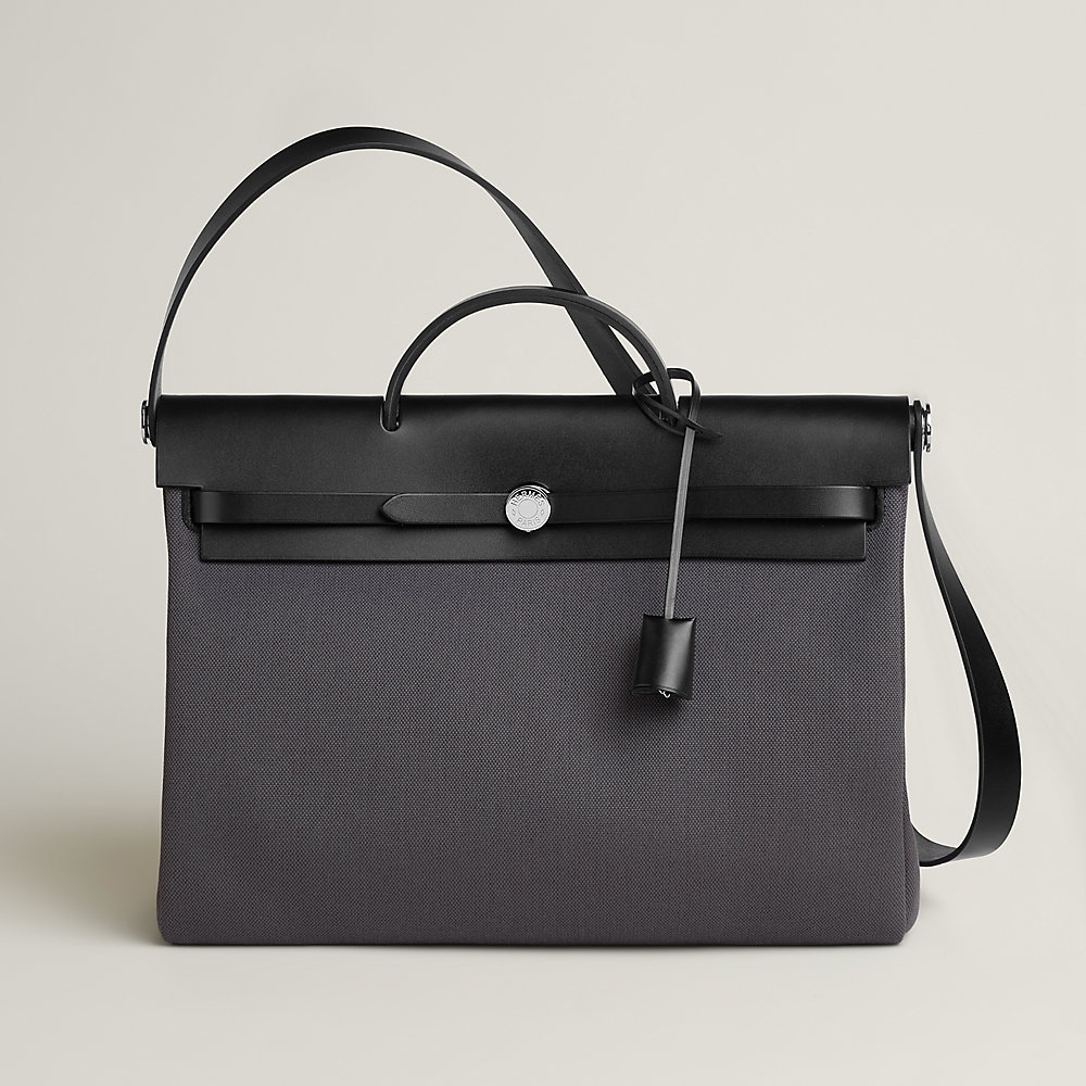 HERMES HERBAG ブラックキャンバスバッグ 中型 Auth HERMES 2Way Bag Herbag Purse Canvas Black used from