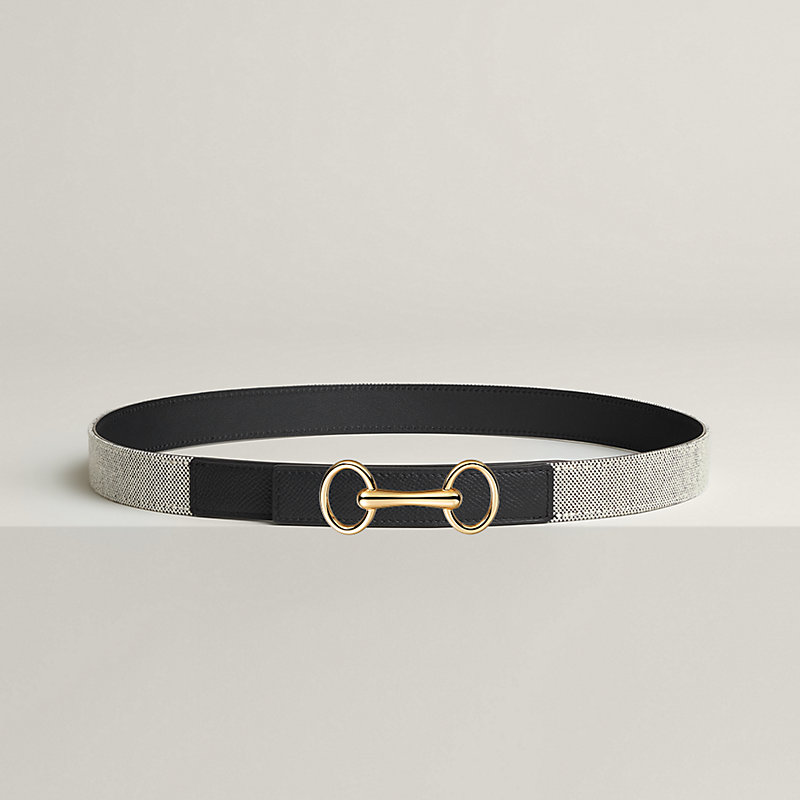 Heritage belt buckle & Toile H Plume leather strap 24&nbsp;mm