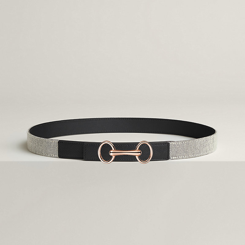 Heritage belt buckle & Toile H Plume leather strap 24&nbsp;mm