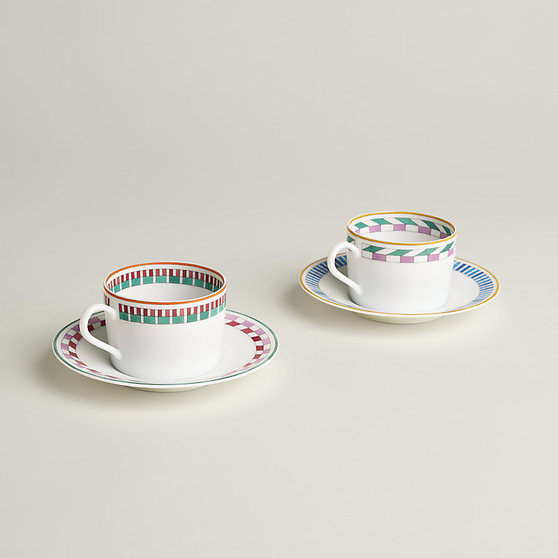 Hermès en Contrepoint set of 2 tea cups and saucers