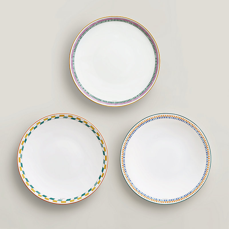 Hermès en Contrepoint set of 3 dinner plates
