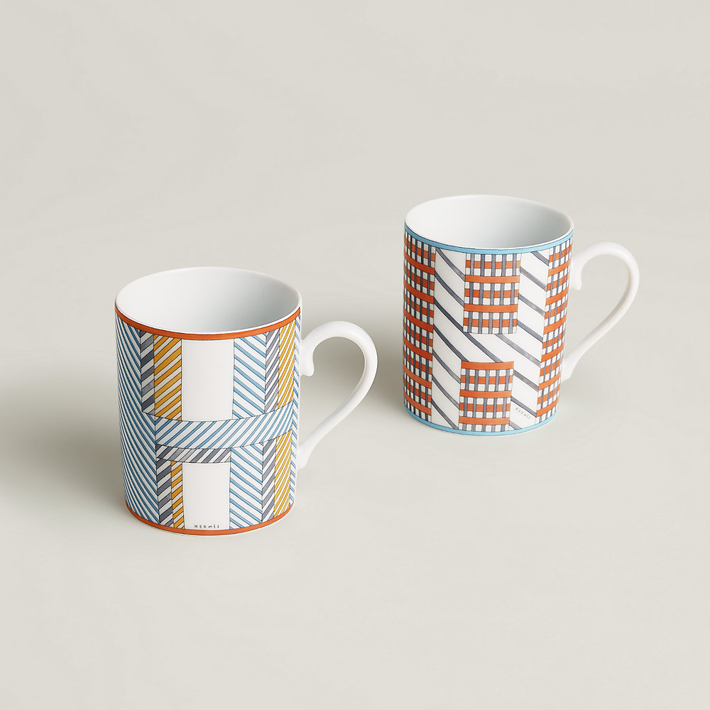 Hidden H set of 2 mugs - Grey | Hermès Mainland China