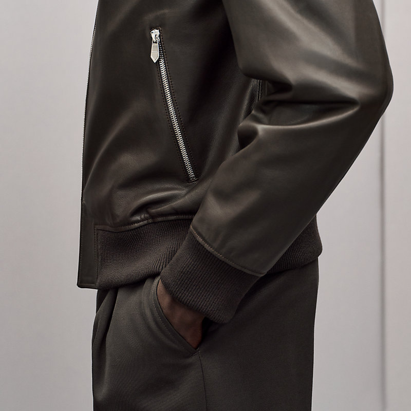 Hooded rib-trim jacket
