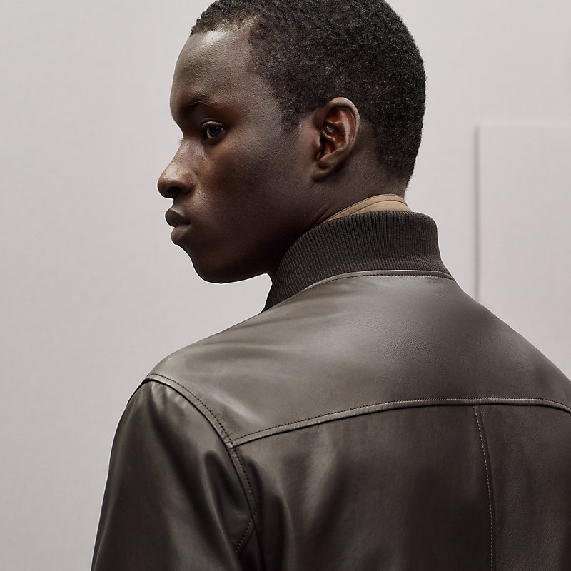 Hooded rib-trim jacket