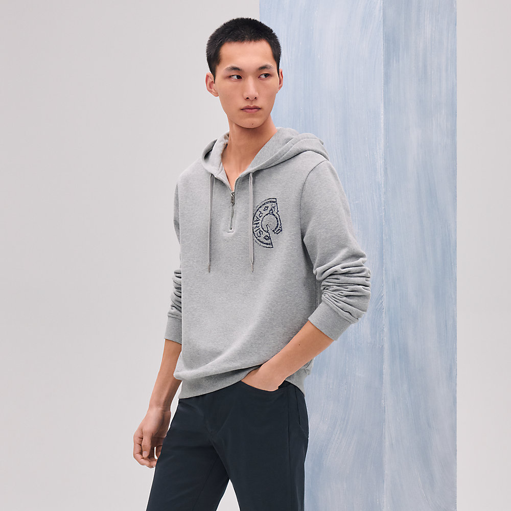 【大活躍！】HERMES Sweat col rond Clou de Selle スウェット 上品【HERMES】Sweat col rond patch Clou de Selle スウェット