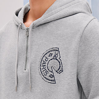 Hooded sweater with Clou de Selle detail - Grey - 3XL