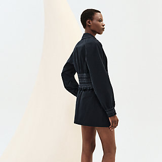 Jacket with smock embroidered waist | Hermès Mainland China