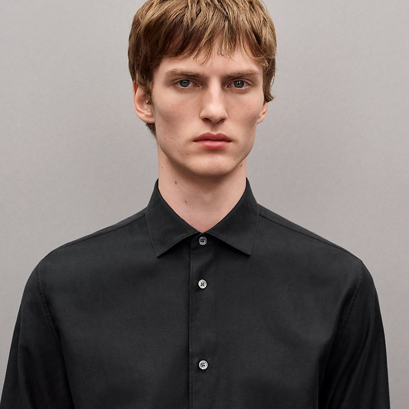 "Jacquard optique chaine" straight cut shirt with Paolo collar, View: , view 4 of 6