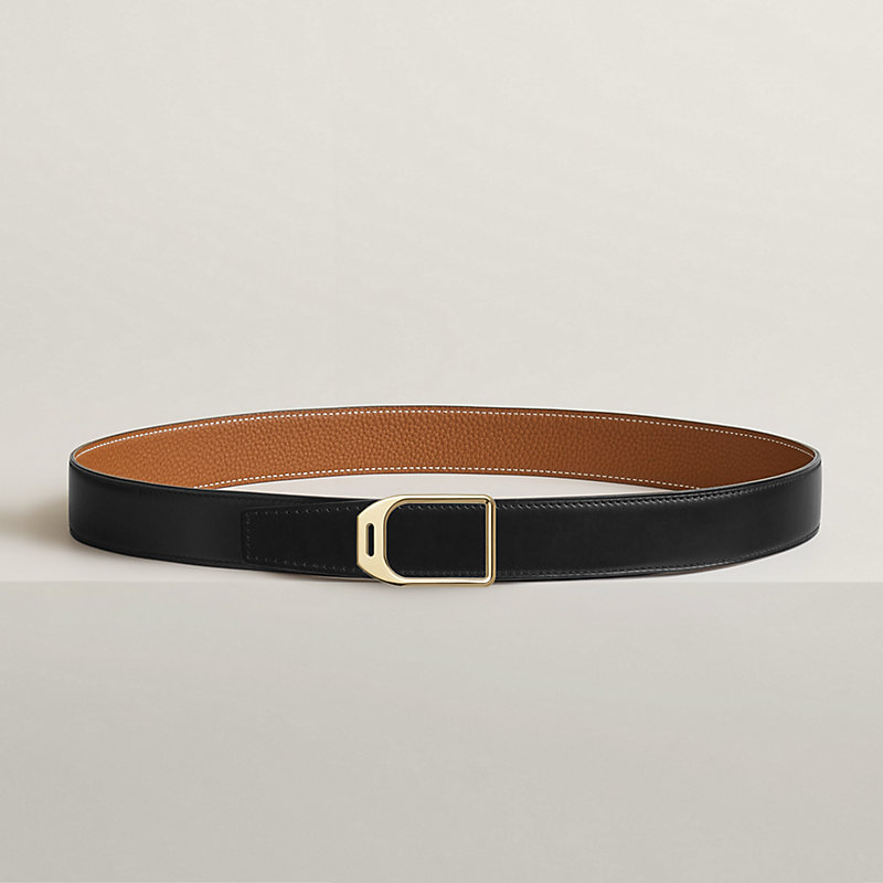 Jockey belt buckle & Reversible leather strap 32 mm