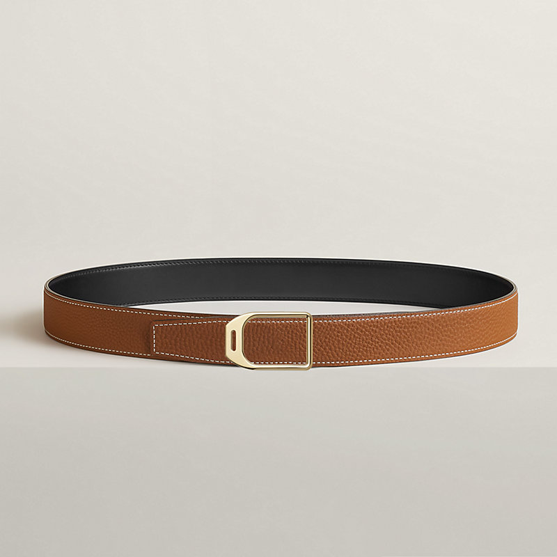 Jockey belt buckle & Reversible leather strap 32 mm